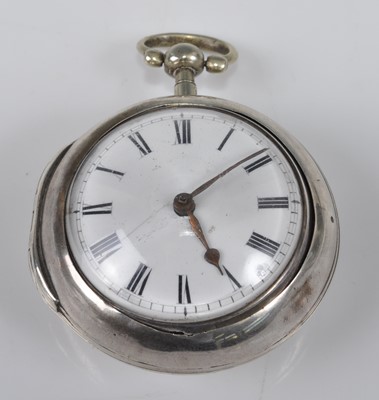 Lot 1157 - A mid 18th century silver pair cased pocket...