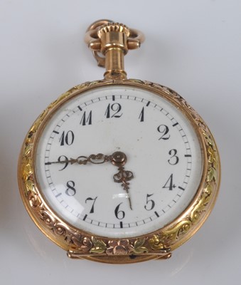 Lot 1162 - A rose metal lady's manual wind open face...