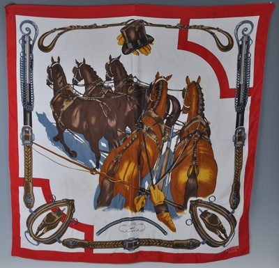 Lot 186 - A vintage Hermès of Paris silk scarf, with...