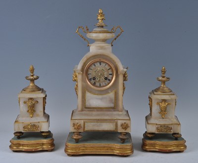 Lot 1330 - A Victorian alabaster gilt metal mounted three-...