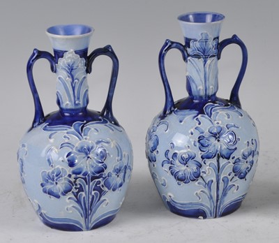 Lot 33 - A pair of Moorcroft pottery Florian ware twin...