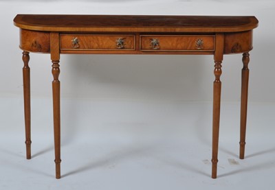 Lot 1363 - A walnut and figured walnut D-end hall...