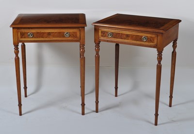 Lot 1364 - A pair of walnut and figured walnut lamp...