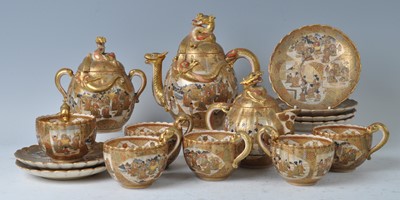 Lot 1244 - A Japanese satsuma six-place setting tea set,...