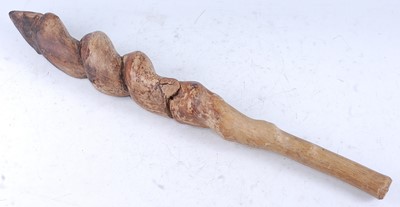 Lot 48 - A rootwood fighting club, having a spiral head...
