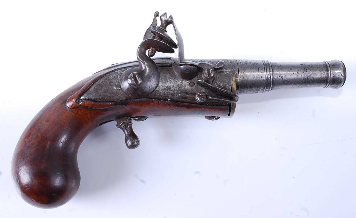 Lot 212 - An unusual 18th century flintlock pocket...