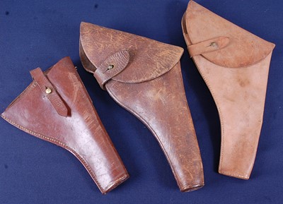 Lot 53 - A British Webley brown leather open top...