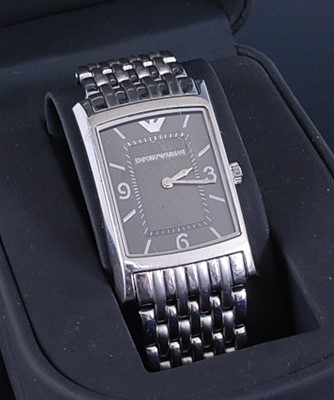 Lot 388 - An Emporio Armani gents steel cased quartz...