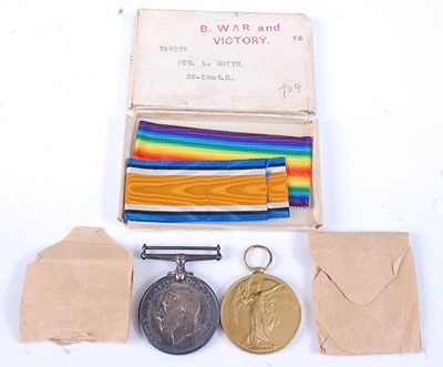 Lot 26 - A WW I British War and Victory pair, naming...