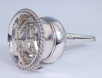 Lot 2271 - A late George III silver two-piece wine funnel,...