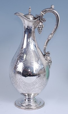 Lot 2264 - A Victorian silver wine jug, of baluster form...