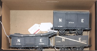 Lot 239 - Four kit built 0 gauge NE wagons, exhibition...