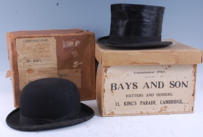 Lot 278 - A ladies black felt bowler hunting hat,...