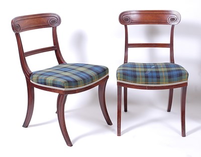 Lot 2573 - * A pair of Regency mahogany dining chairs,...