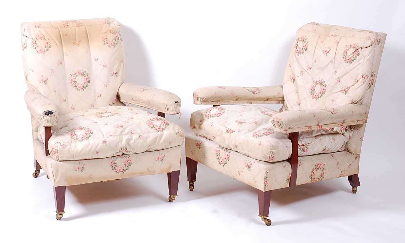 Lot 2642 - A pair of Howard & Sons Ltd mahogany framed...
