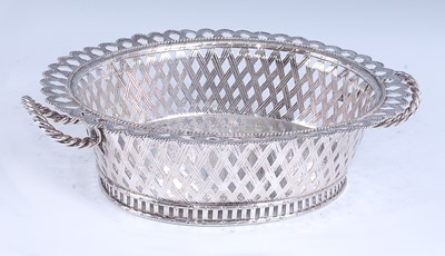 Lot 2173 - An Edward VII Britannia silver basket, of oval...