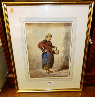 Lot 1006 - 19th century school - pauper girl with basket,...