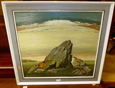 Lot 1015 - Charles Williams - rocks and seaweed, oil on...