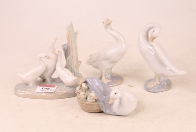 Lot 198 - A Lladro Spanish porcelain model of geese with...