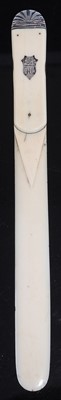 Lot 394 - A late Victorian ivory paper knife, the handle...