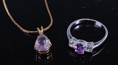 Lot 396 - A gilt metal and paste set dress ring;...