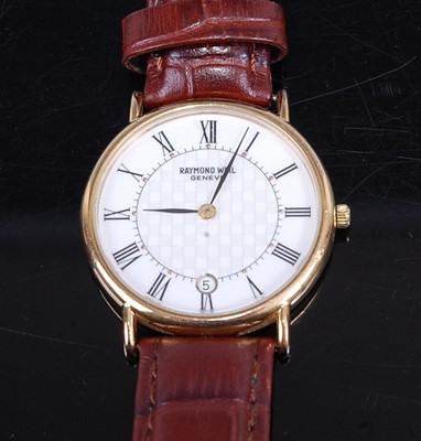 Lot 418 - Raymond Weil - a gent's gold plated wristwatch,...