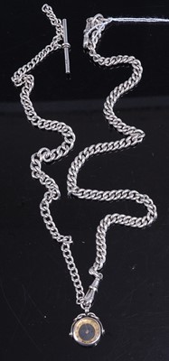 Lot 419 - A silver curblink double watch chain, one with...