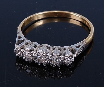 Lot 421 - A George V yellow metal and platinum diamond...