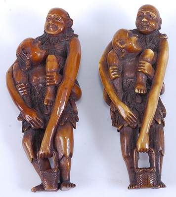 Lot 449 - Two reproduction Japanese carved and...