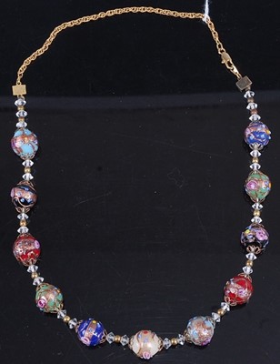 Lot 451 - A Venetian glass beaded necklace, with gilt...