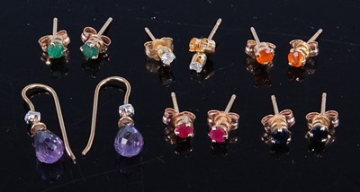 Lot 462 - A collection of modern 9ct gold ear studs,...