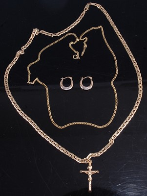 Lot 466 - A 9ct gold flat curblink necklace, with...