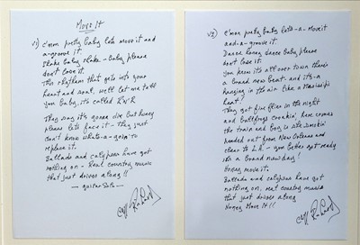 Lot 101 - Sir Cliff Richard signed memorabilia; spanning...