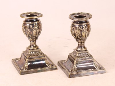 Lot 241 - A pair of Victorian silver plated dwarf table...