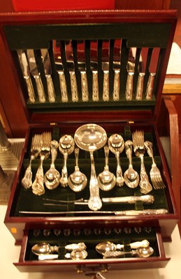 Lot 263 - A modern mahogany cased twelve-place setting...