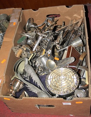 Lot 277 - A box of miscellaneous metalware, to include a...