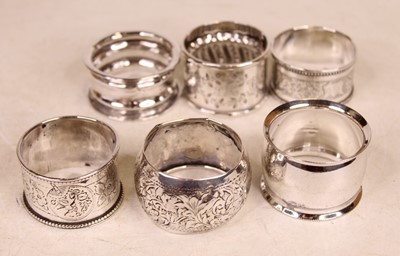 Lot 287 - A collection of six Victorian and later silver...