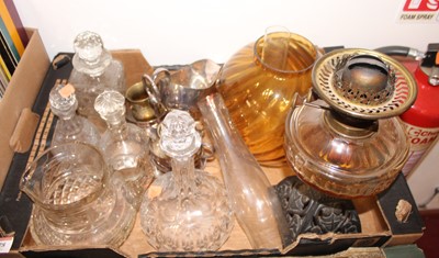 Lot 628 - A box of various cut and pressed glass and...