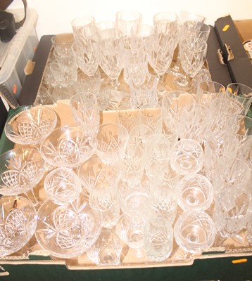Lot 641 - Two boxes of various pressed glass drinking...
