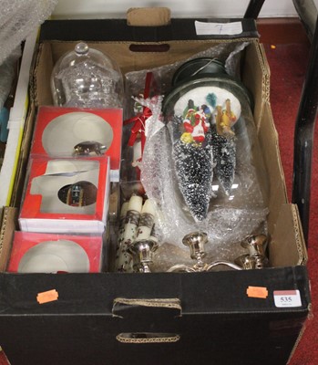 Lot 535 - One box of Christmas decorations etc