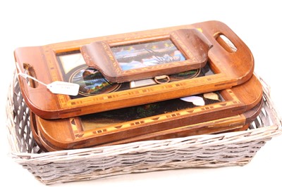 Lot 570 - A collection of five Tunbridge inlaid drinks...