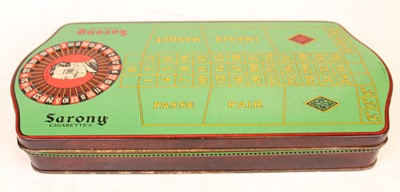 Lot 521 - A Sarony Cigarettes lithograph tin in the form...
