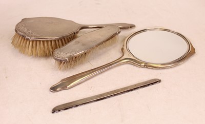 Lot 262 - George V hallmarked silver dressing table set...