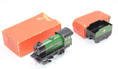 Lot 355 - Two Hornby clockwork 0-4-0 locos & tenders:...