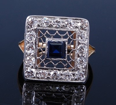 Lot 2297 - A yellow and white metal, synthetic sapphire...