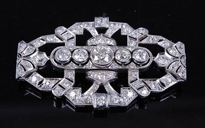 Lot 2339 - A white metal Art Deco diamond lozenge shaped...
