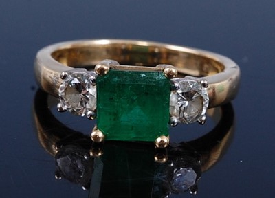 Lot 2299 - An 18ct yellow and white gold, emerald and...