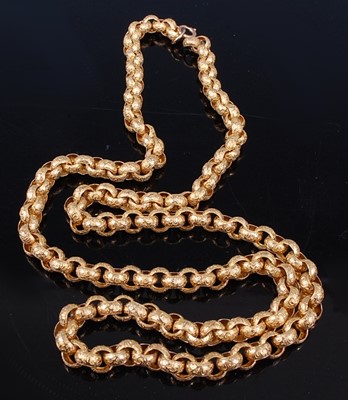 Lot 2300 - A yellow metal engraved round belcher link...