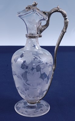 Lot 2277 - A Victorian claret jug, the clear glass body...