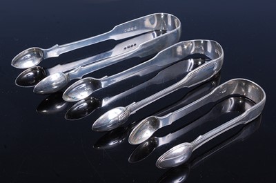 Lot 2097 - A pair of George IV silver sugar tongs, in the...